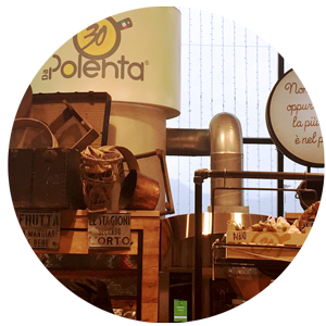 particolare del chiosco da30polenta a oriocenter